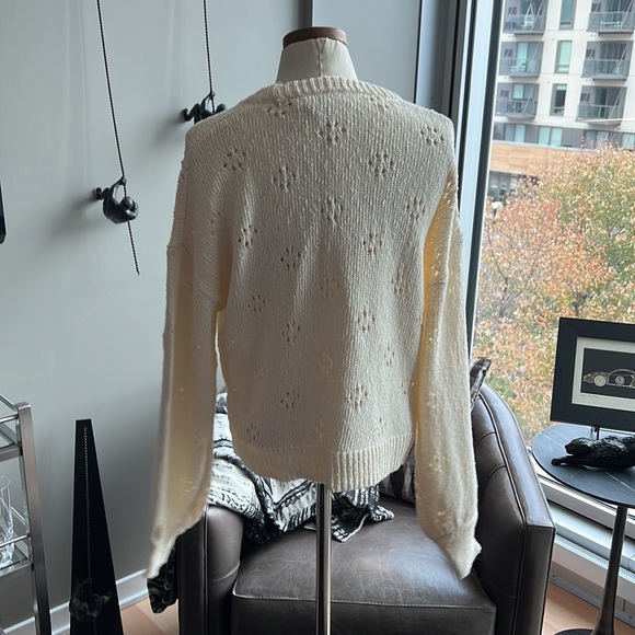 New Madewell Floral Pointelle Pullover Sweater Size Medium - Picture 5 of 7